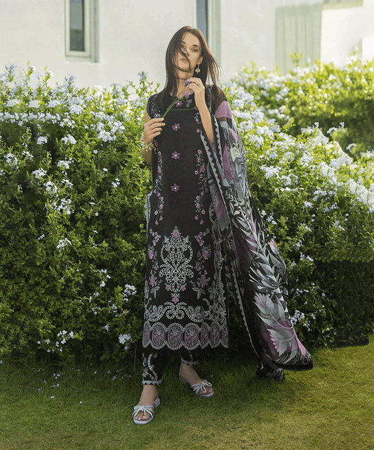 Dhanak-3PC Embroidered Shirt with Digital Printed Wool Shawl-3355