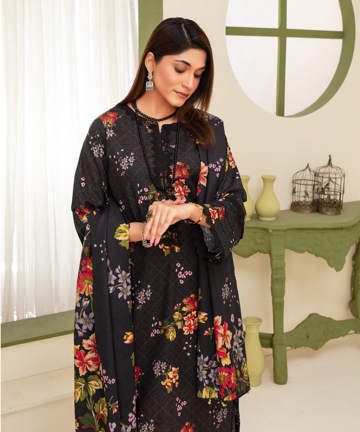 3PC WITH KHADDAR PRINTED SHIRT & TROUSER-903