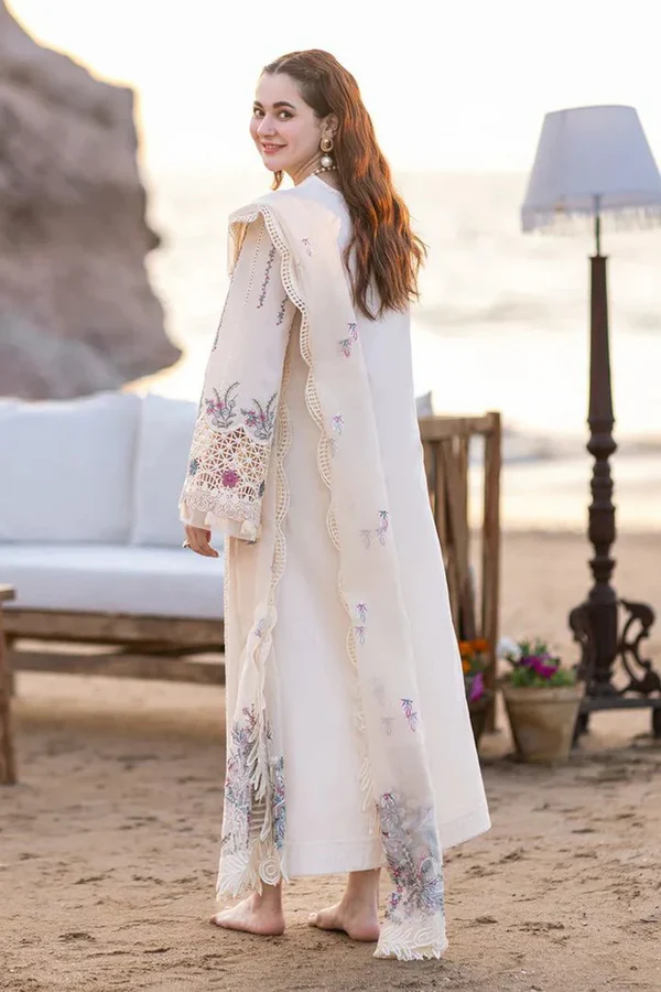 3PC Lawn Embroidered Shirt With Organza Embroidered Dupatta- 5013