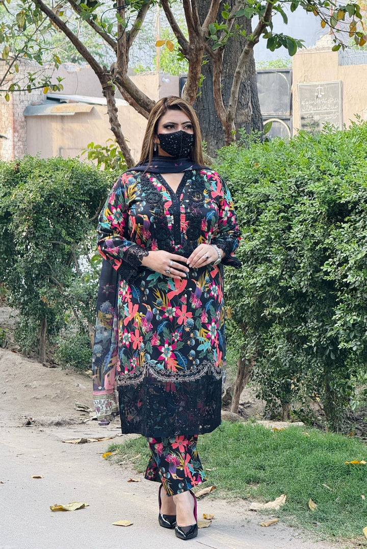 3PC KARANDI PRINTED SHIRT WITH KARANDI PRINTED DUAPTTA AND TROUSER -1707