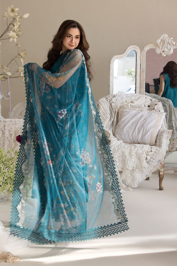 Dhanak-3PC Embroidered Shirt with Digital Printed Embroidered Dupatta-3359