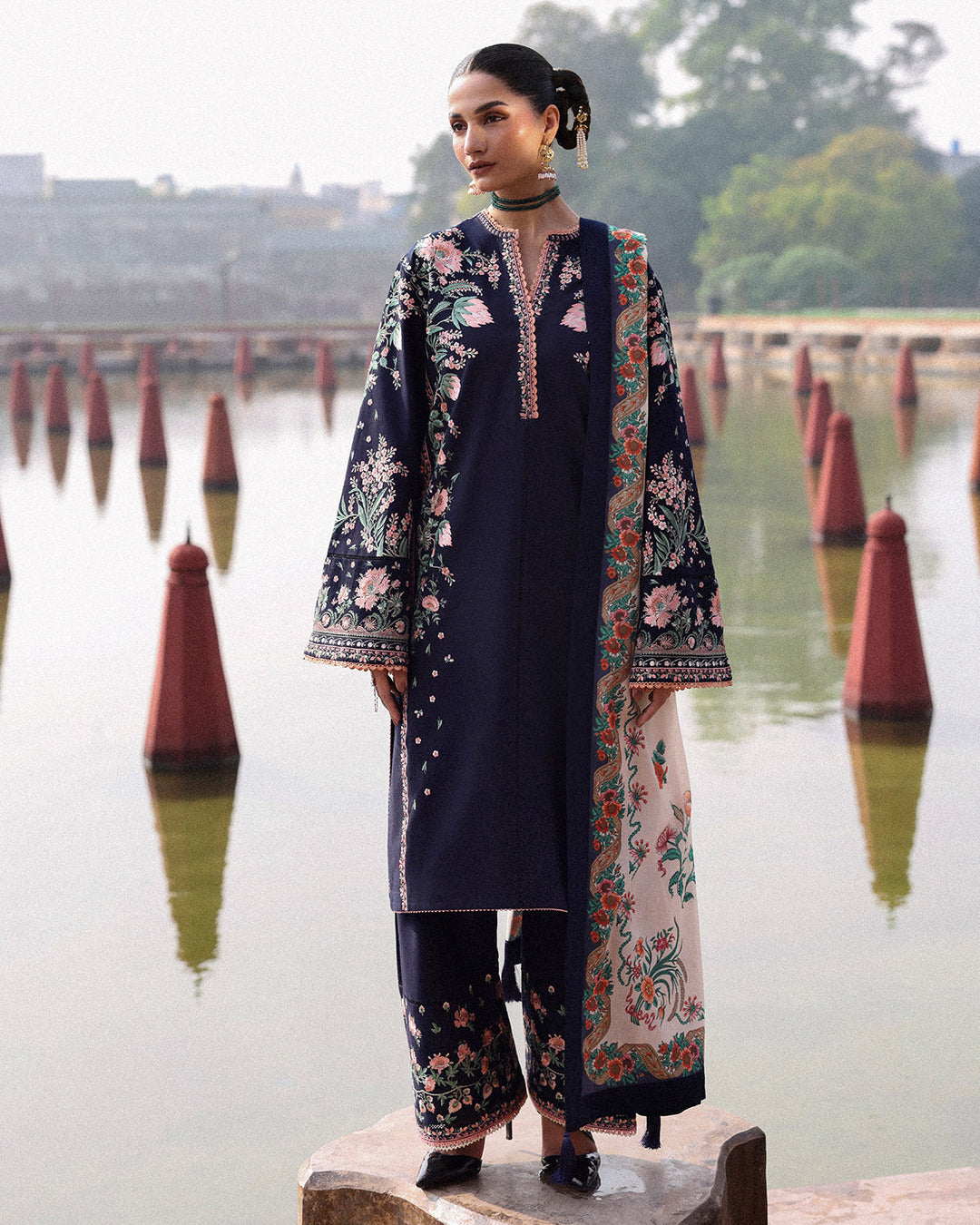 Lawn-3PC Embroidered Shirt With Digital Printed Jauqard Dupatta-5077