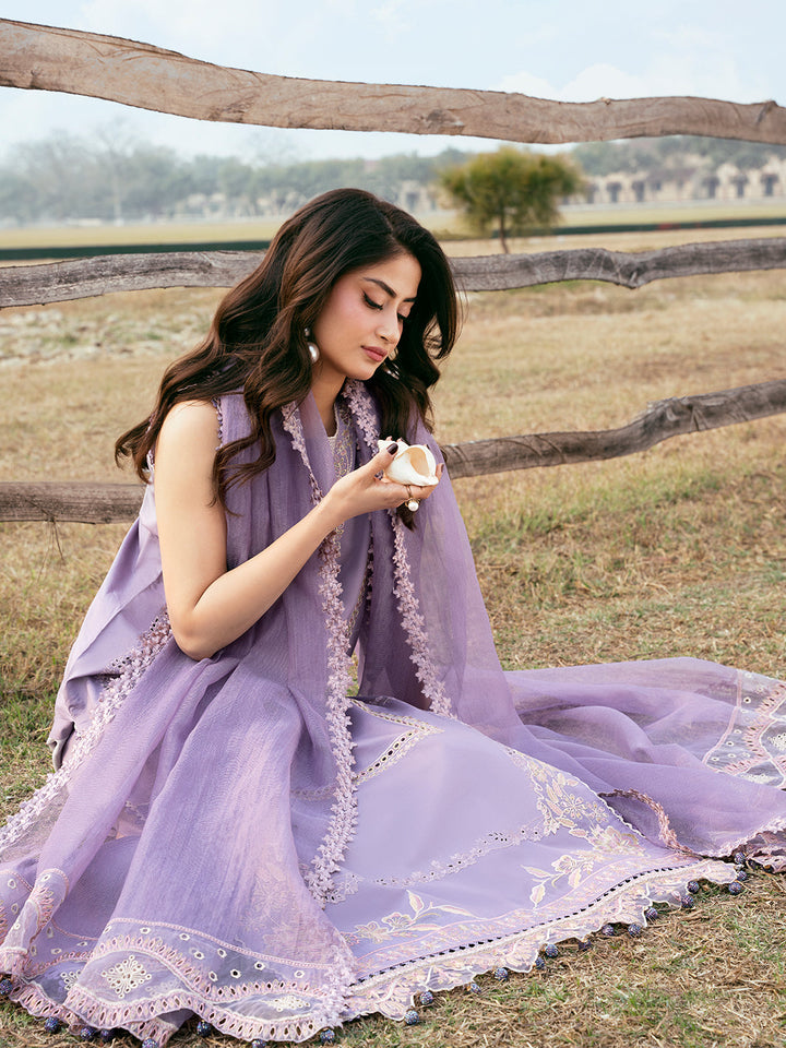 Lawn-3PC Chikankari Embroidered Shirt With Khadi Net Embroidered Dupatta-5285