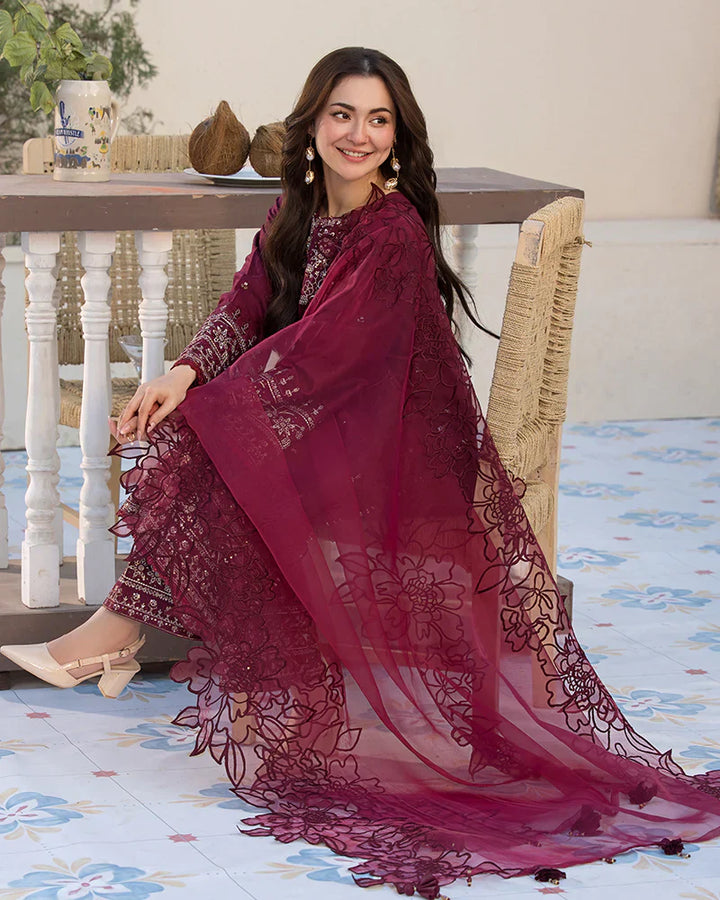 Lawn-3PC Embroidered Shirt with Organza Embroidered Dupatta- 5065