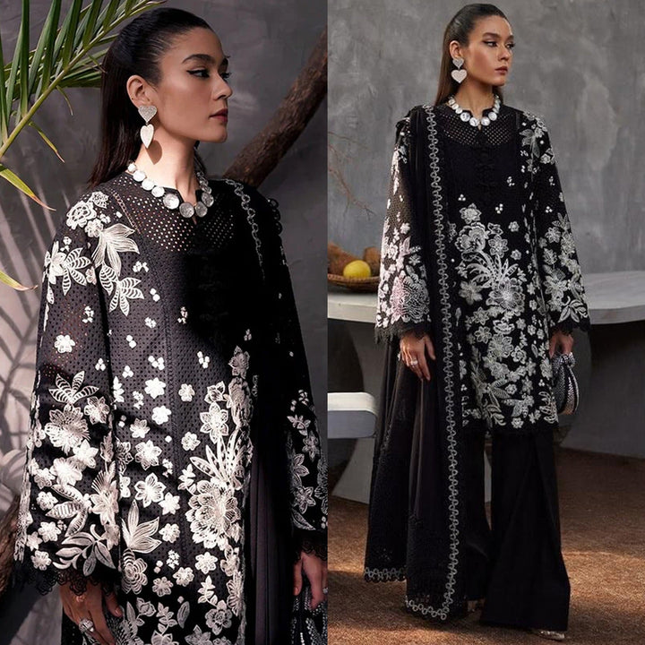 LAWN 3PC  EMBROIDERED SHIRT WITH CHIFFON EMBROIDERED DUPATTA-441