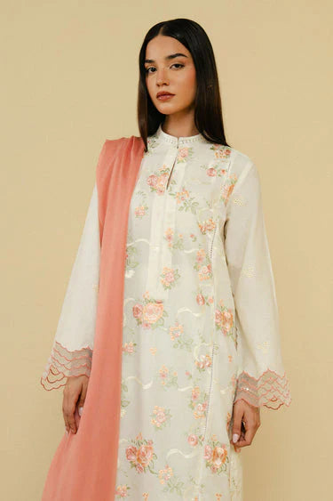 Embroidered 3PC  With Dhanak Embroidered Dupatta-203