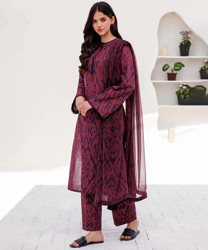 3PC LAWN PRINTED SHIRT WITH VOILE PRINTED DUAPTTA - 4015