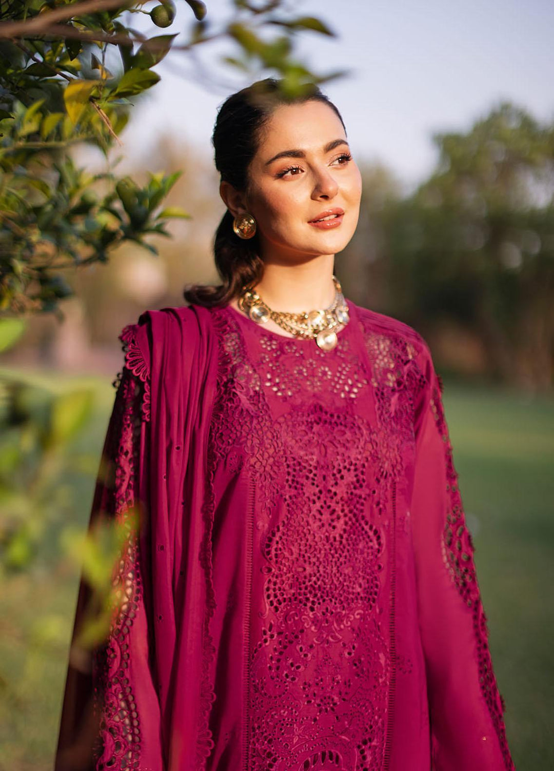 Lawn-3PC Chikankari Embroidered Shirt With Khadi Net Embroidered Dupatta-5340